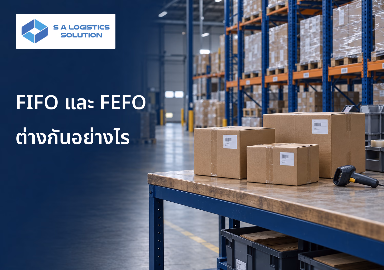 กล่องสินค้าแยกล็อตและเครื่องสแกนบาร์โค้ดสำหรับการจัดการ FIFO และ FEFO